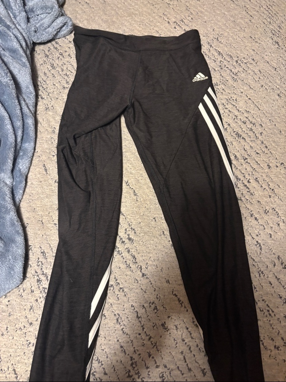 adidas Black Leggings with White Side Stripes